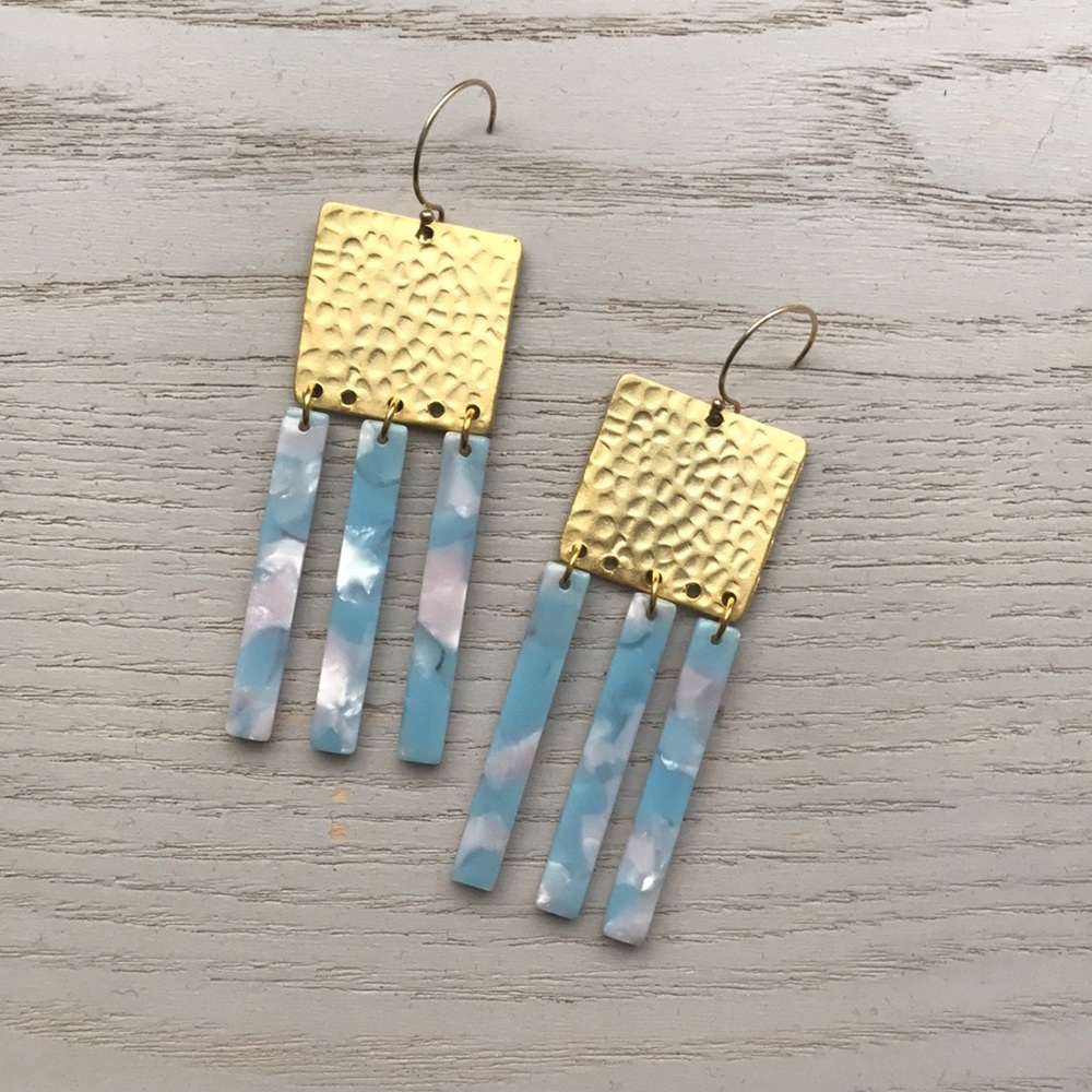 Acrylic and gold dangle earrings